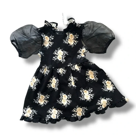 Janie and Jack Black Floral Dress - Picture 1 of 4